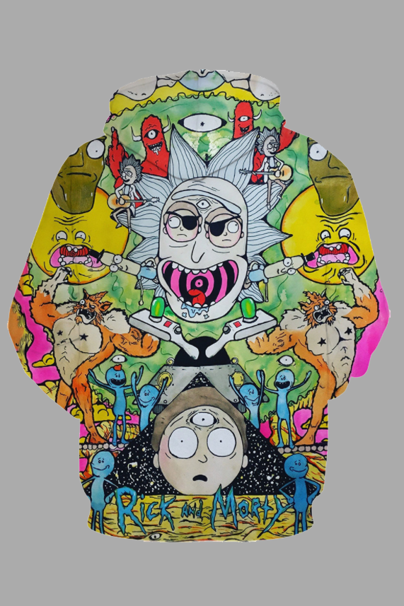 Street 3D Digital Cool Rick and Morty Printed Hooded Sweatshirt