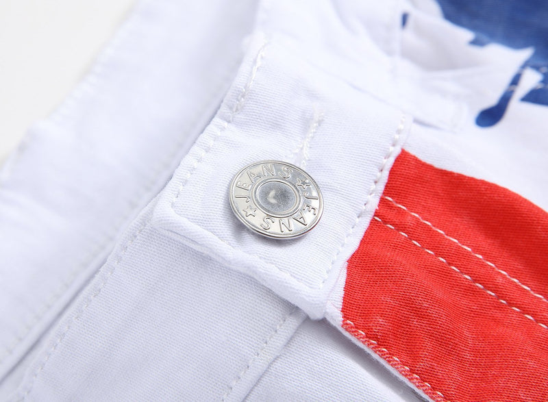 Men's Printed American Flag Casual Jeans