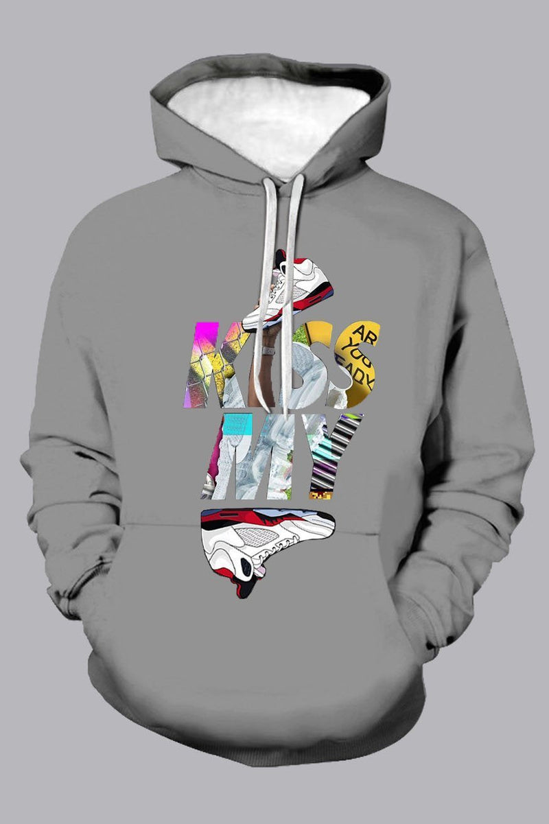 3D Letter Printed Hooded Sweatshirt