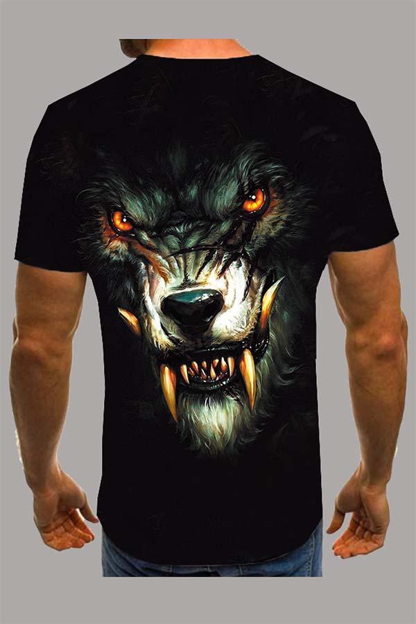 The 3D  wolf  Print Short Sleeve T-shirt