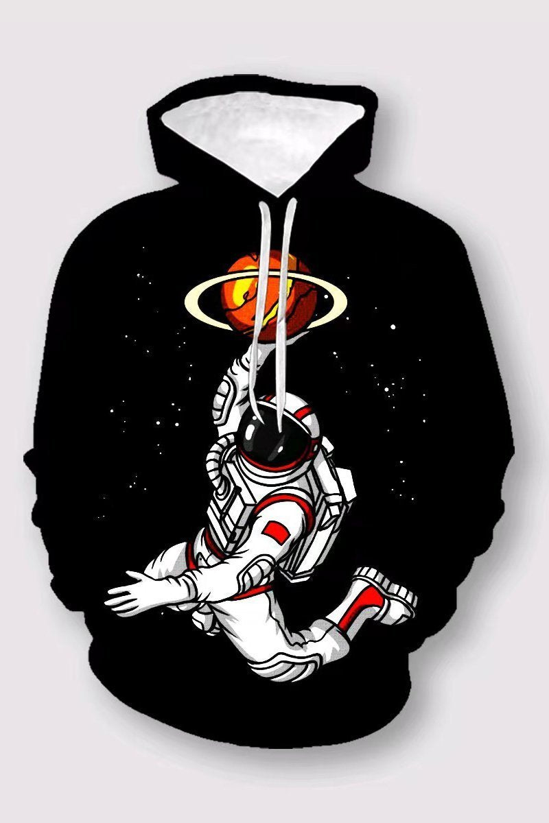 Street 3D Astronaut Printed Hooded Sweatshirt