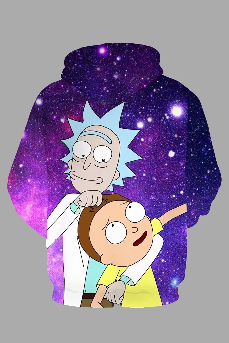 Street 3D Multicolor   Digital  Rick and morty  Printed Hooded Sweatshirt