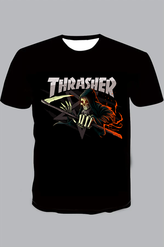 grim Reaper Print Short Sleeve T-shirt