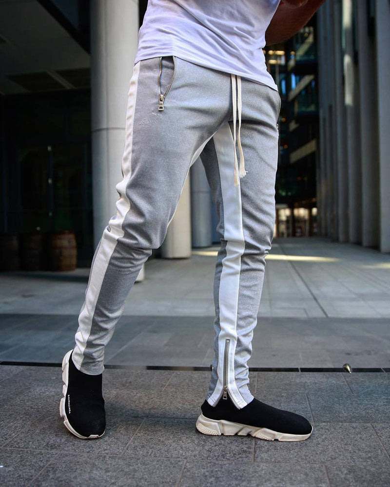 Trendy Zip Contrast Sweatpants