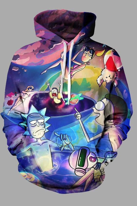 Street 3D Digital Cool Rick and Morty Printed Hooded Sweatshirt