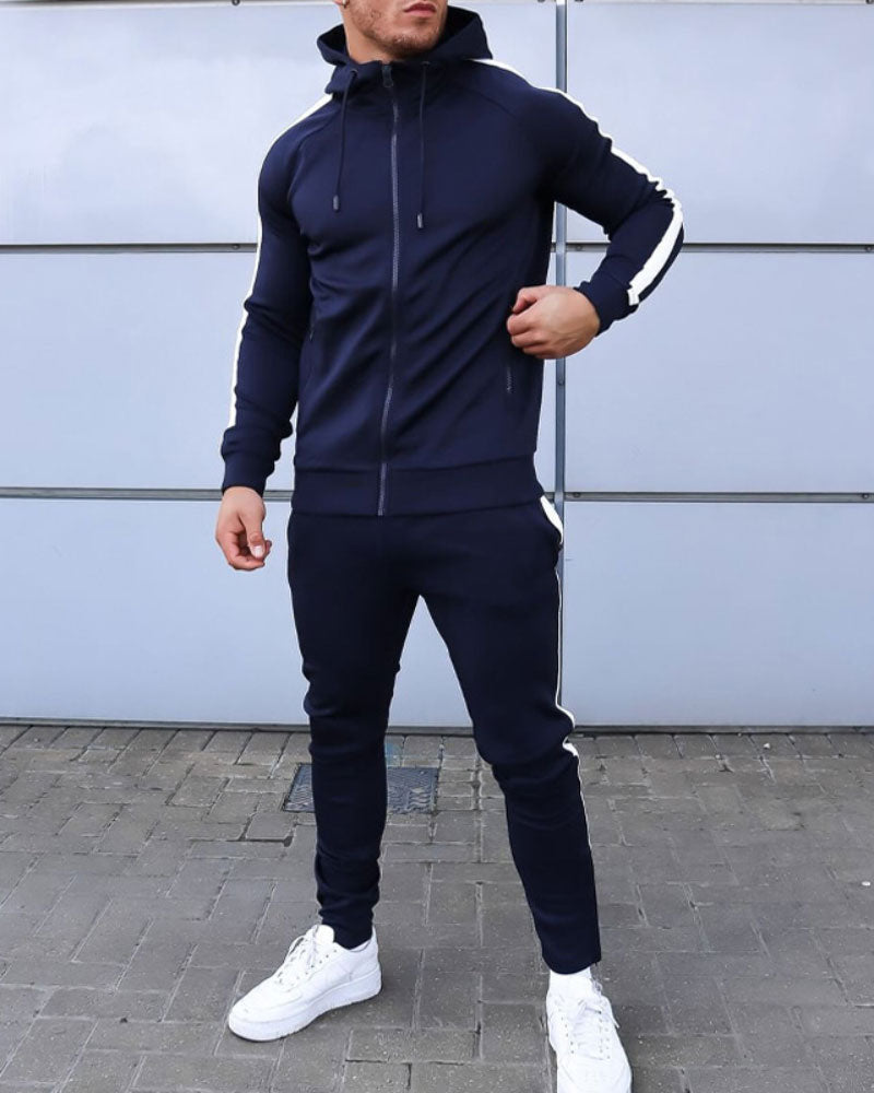 Casual Striped Patchwork Tracksuit