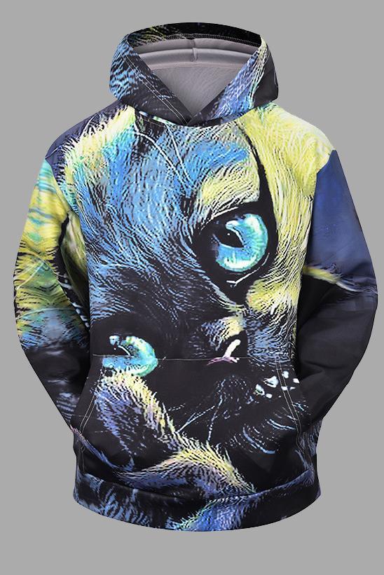 Street 3D Cat Print Hooded Sweatshirt