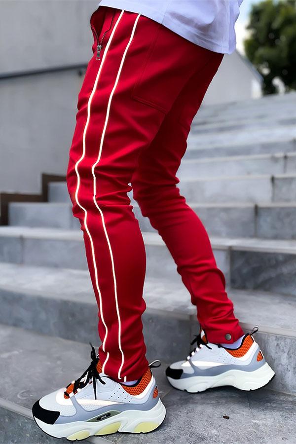 Casual pants multi-pocket reflective zipper feet sports pants