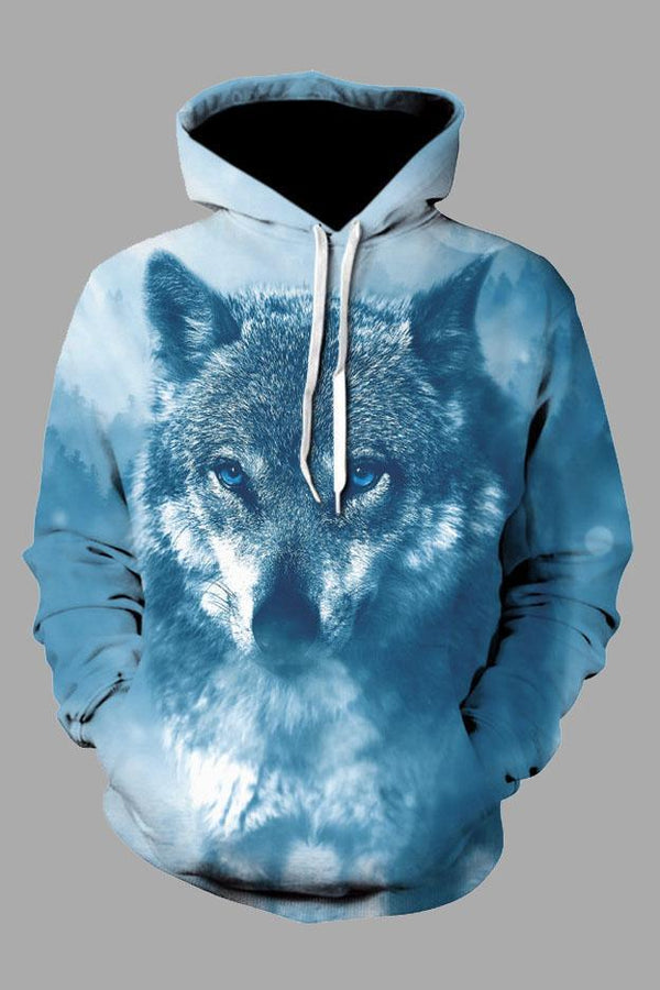 Street 3D Blue  Digital Printed Hooded Sweatshirt