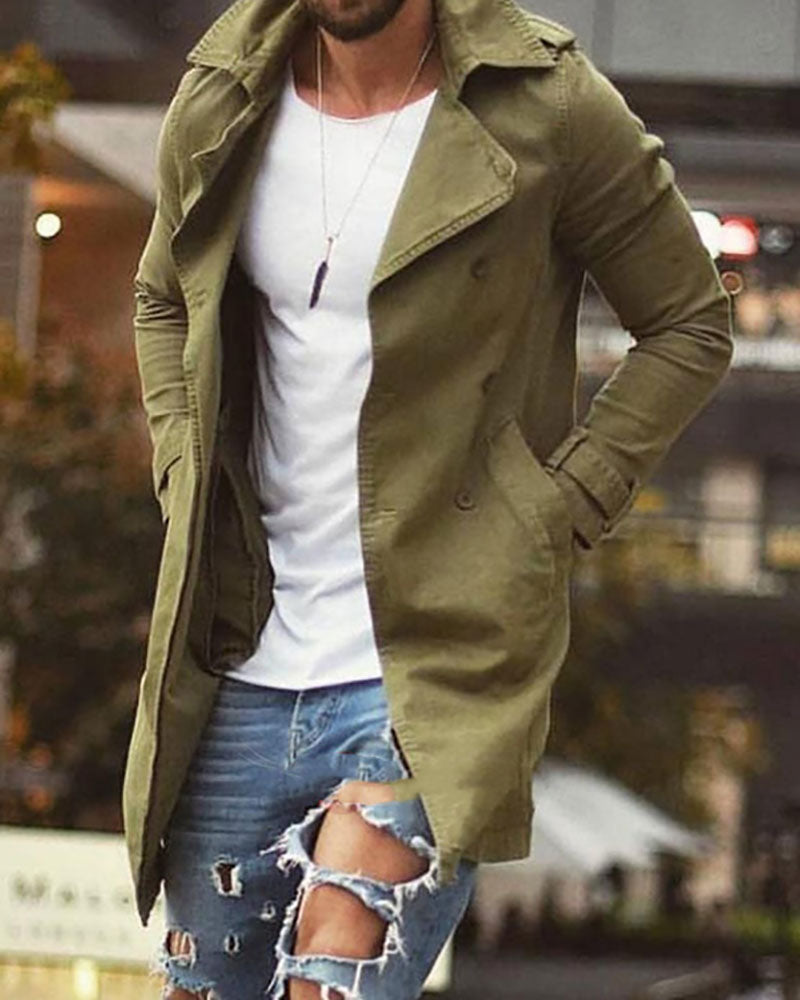 Casual Solid Color Long Coat