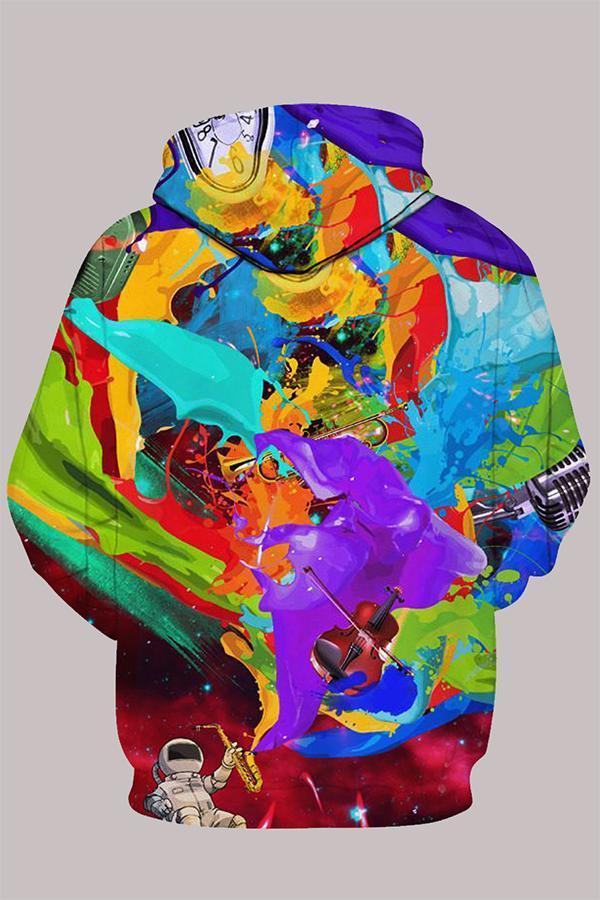 Street 3D Multicolor Digital Printed Hooded Sweatshirt