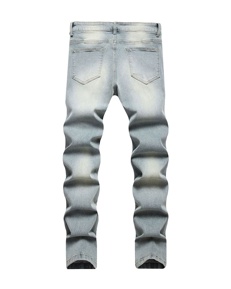 Retro Alphabet Ripped Jeans