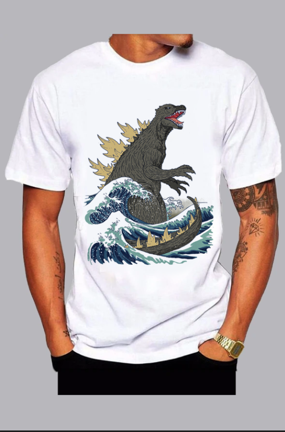 Godzilla Print Short Sleeve T-shirt