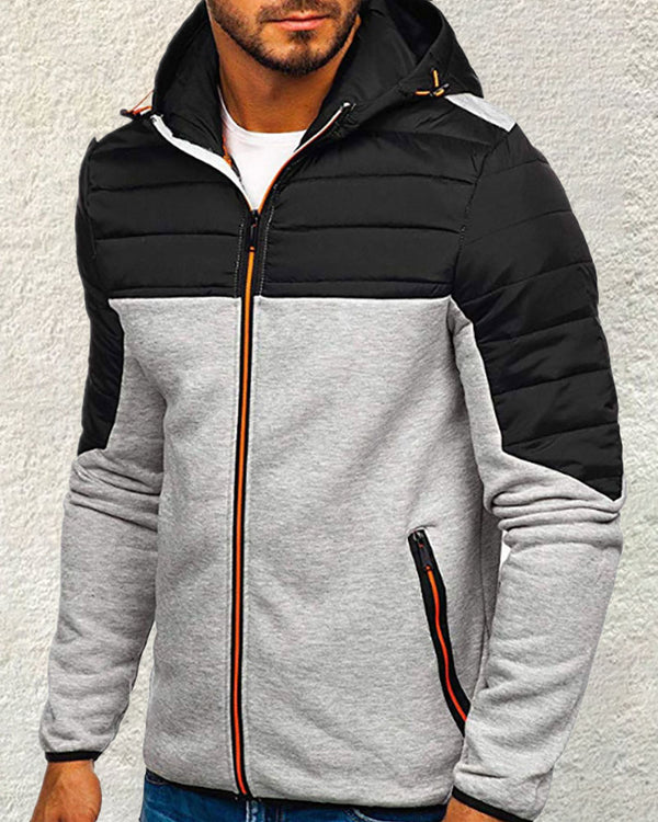 Casual Contrast Hooded Coat