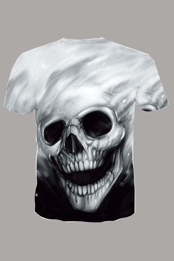 The 3D  Skull  Print Short Sleeve T-shirt