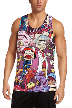 3D Rick & Morty Printed Sleeveless Tank Top