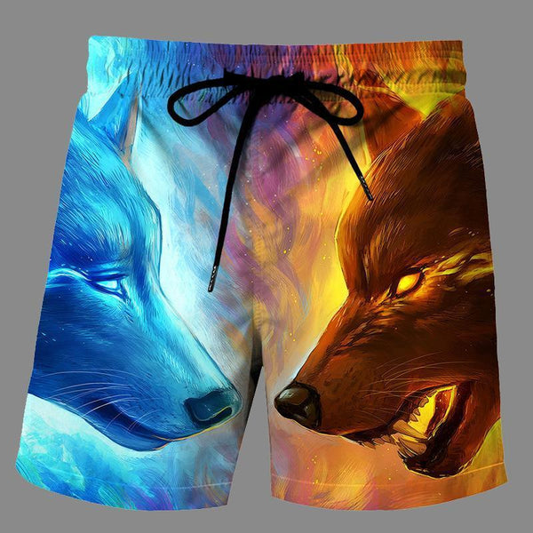 Casual   3D wolf Printed Loose Shorts