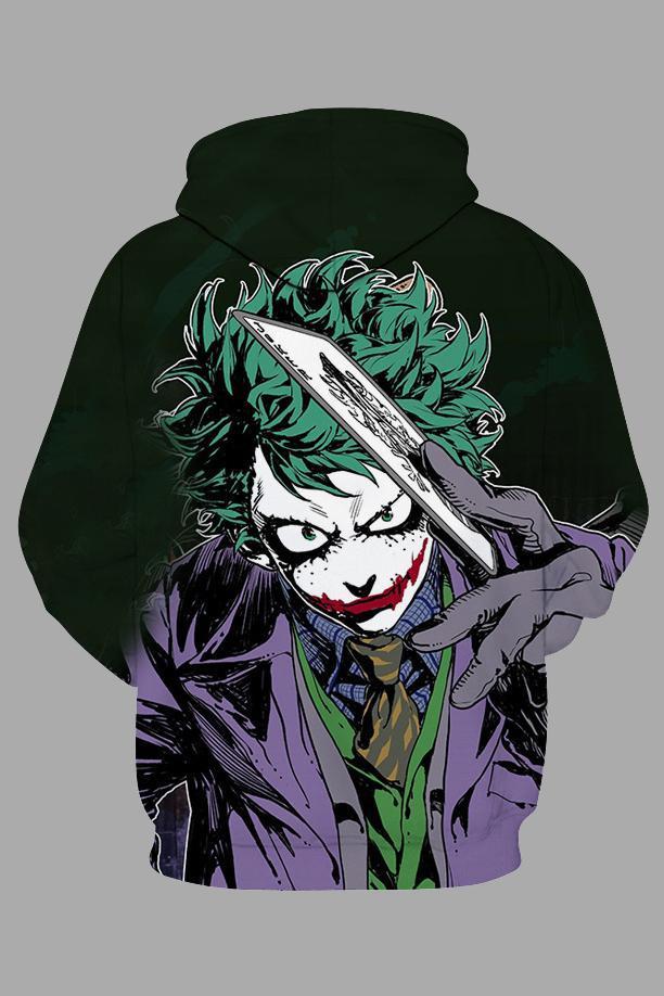 Street 3D Joker Printed Hooded Sweatshirt