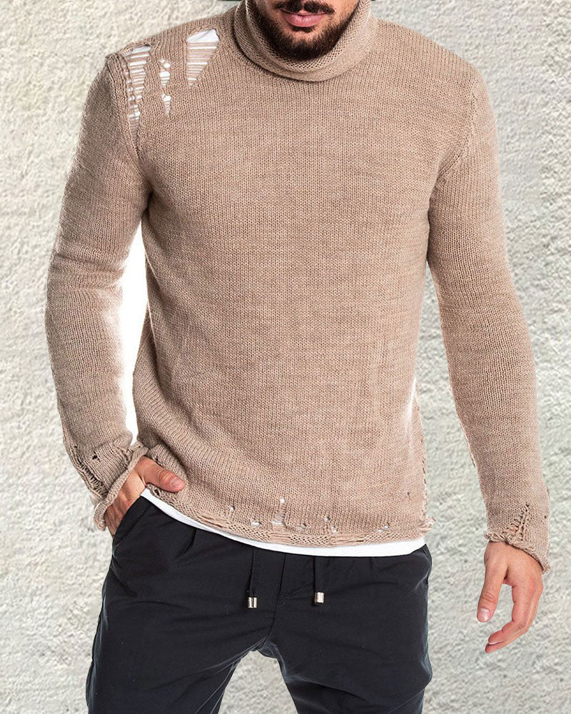 Fashion Ripped Turtleneck Sweater