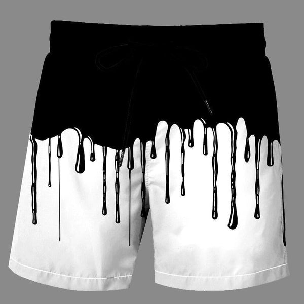 Casual   3D Black Water droplets Printed Loose Shorts