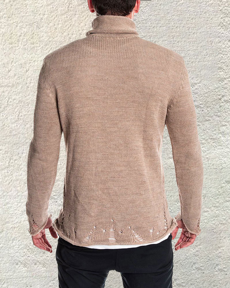 Fashion Ripped Turtleneck Sweater