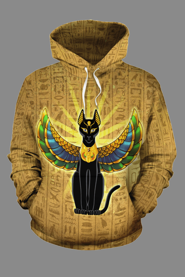 BLACK - EGYPTIAN CAT ALL-OVER HOODIE