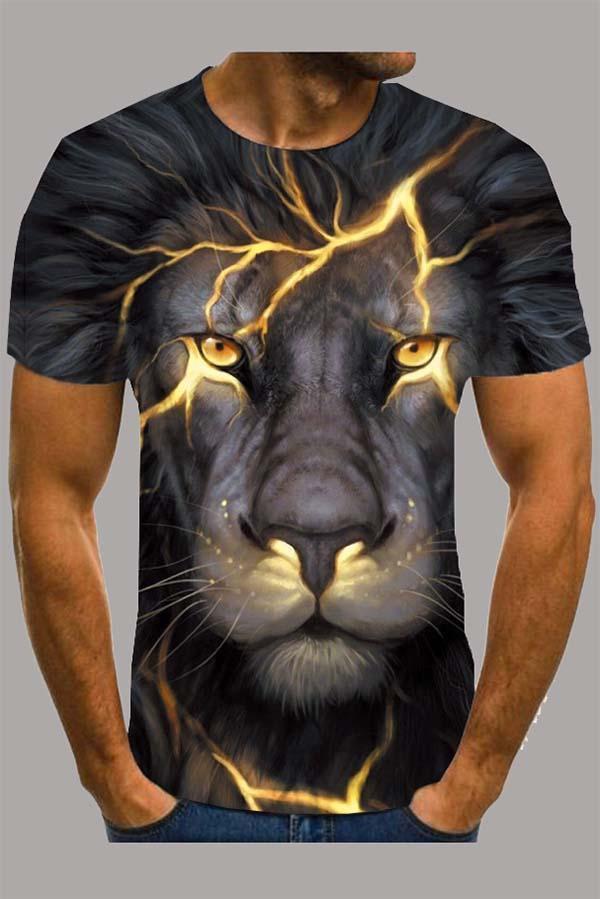 The 3D lion Print Short Sleeve T-shirt