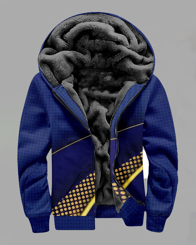 Men's Simple Printed Fleece Jacket