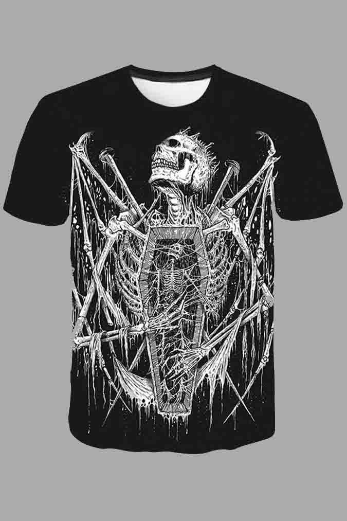 Street 3D Digital Skull Print Breathable T-shirt