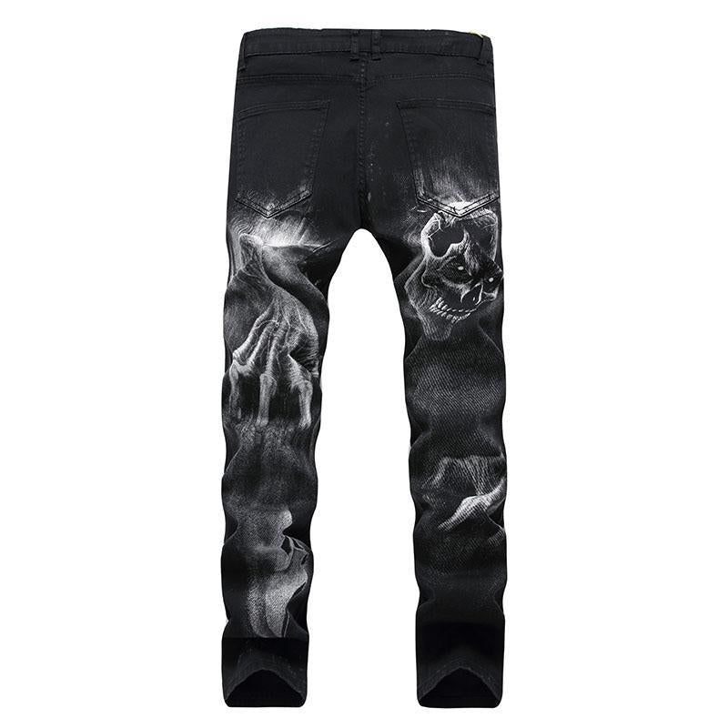 3D Graphic Print Slim-fit Men's Jeans