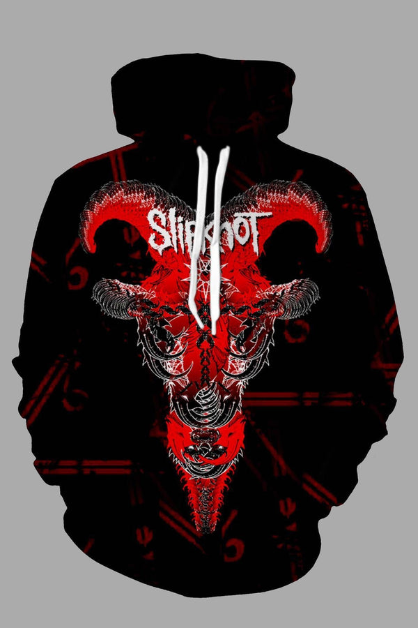 Street 3D Skull Print Hooded Sweatshirt