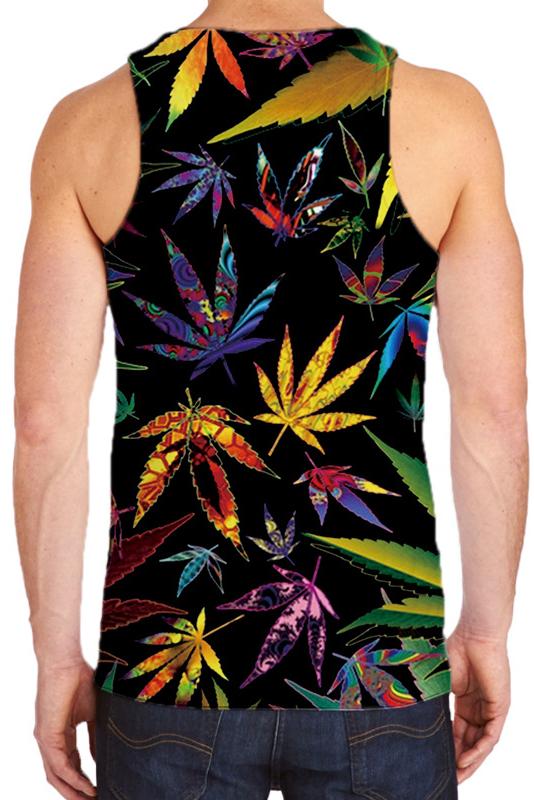 3D Leaf Printed Sleeveless Tank Top