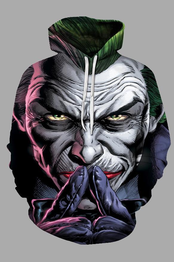 Street 3D Joker Printed Hooded Sweatshirt