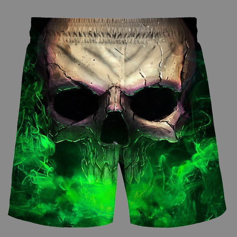 Casual   3D Skeleton  Printed Loose Shorts