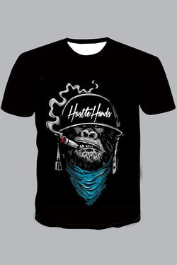 The   Smoking Orangutan Print Short Sleeve T-shirt