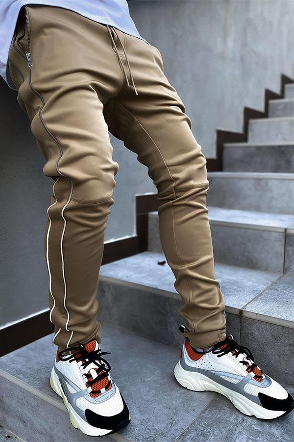 Casual pants multi-pocket reflective zipper feet sports pants