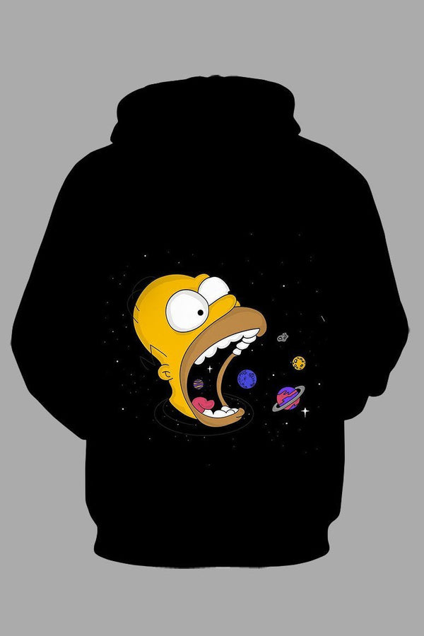 Street 3D Black Digital  Rick and Morty Printed Hooded Sweatshirt