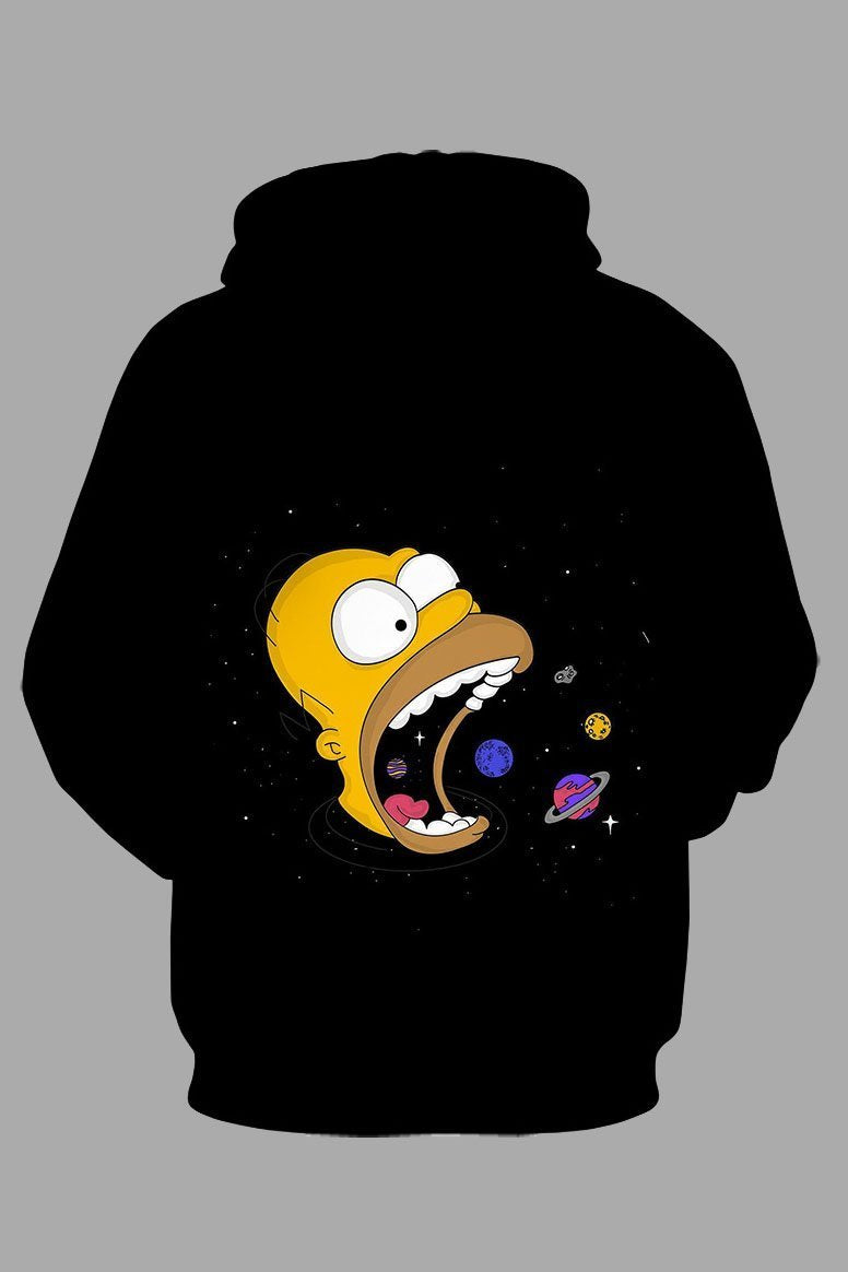 Street 3D Black Digital  Rick and Morty Printed Hooded Sweatshirt