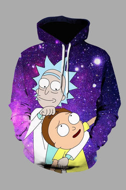 Street 3D Multicolor   Digital  Rick and morty  Printed Hooded Sweatshirt