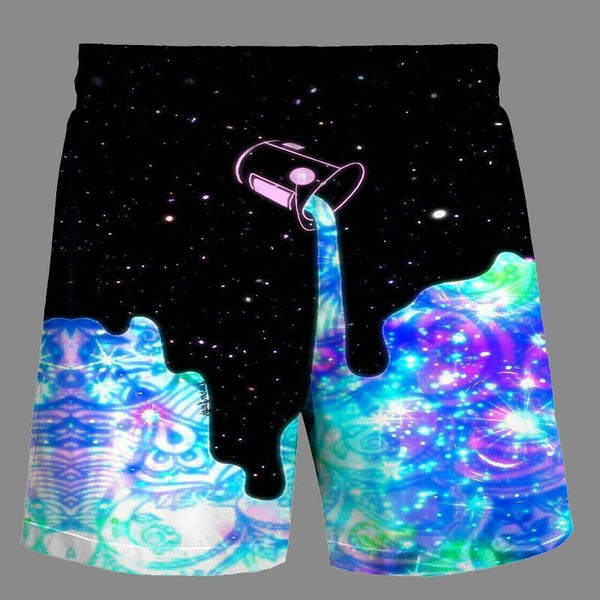 Casual   3D Space Printed Loose Shorts