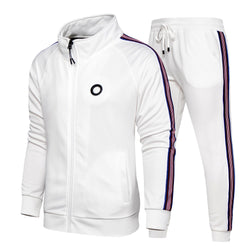 Casual Zipper Hooded Contrast Color Sports Suit
