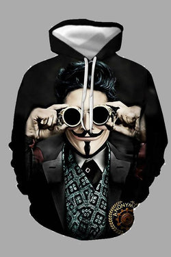 Street 3D Joker Printed Hooded Sweatshirt