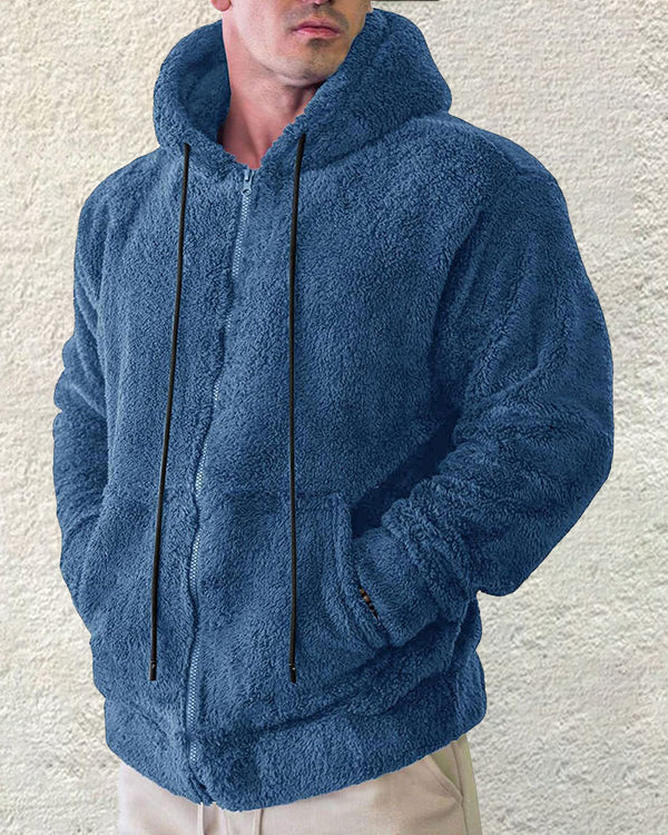 Casual Simple Solid Color Hooded Coat