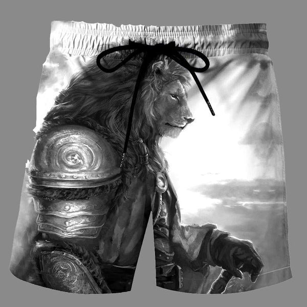 Casual   3D Lion Printed Loose Shorts