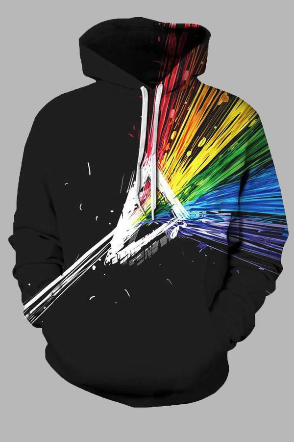 Street 3D Rainbow Digital Printed Hooded Sweatshirt