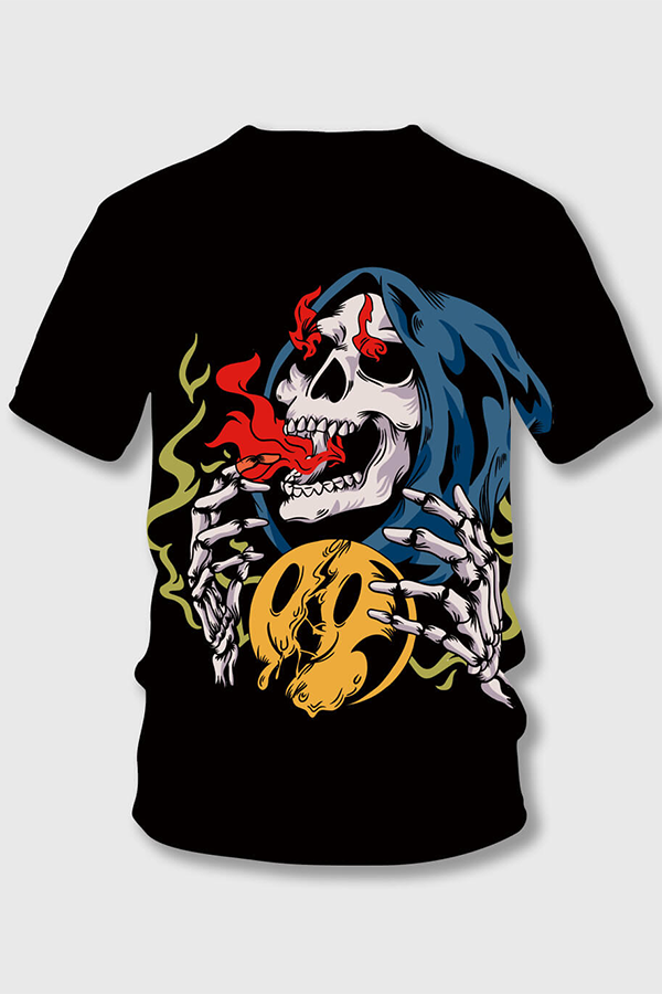 Casual O Neck Skeleton Print  Boy T-shirt