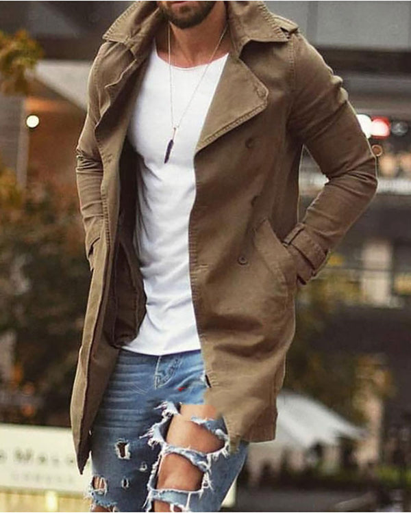 Casual Solid Color Long Coat