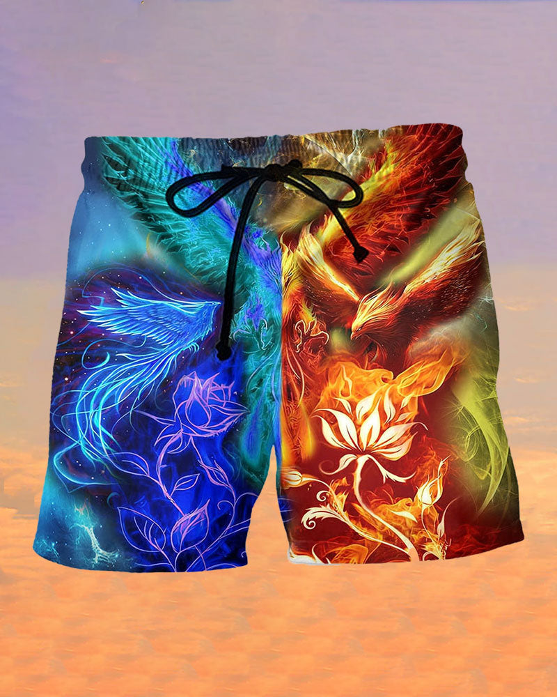 Hawaiian Vacation Print Beach Shorts