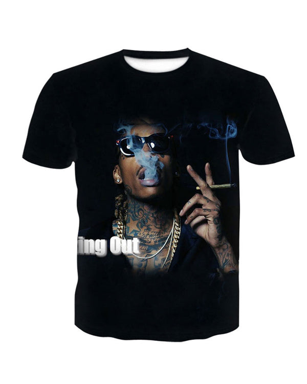 Hip-hop Rapper Print Short Sleeve T-Shirt