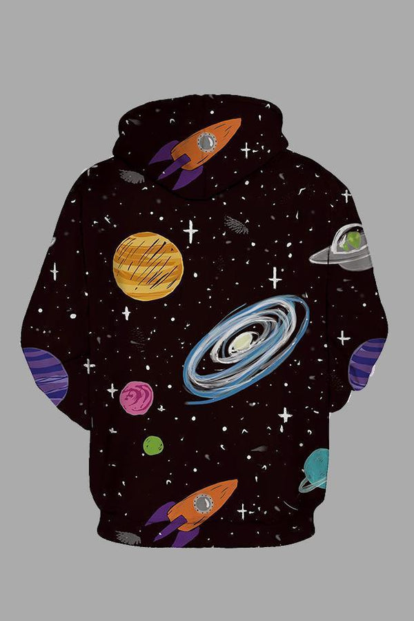 Street 3D Space Print Hooded Sweatshirt